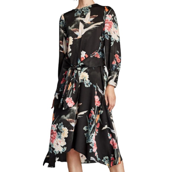 Zara Dresses & Skirts - Zara Basic Collection Haljine Floral Bird Dress Size XS NWT